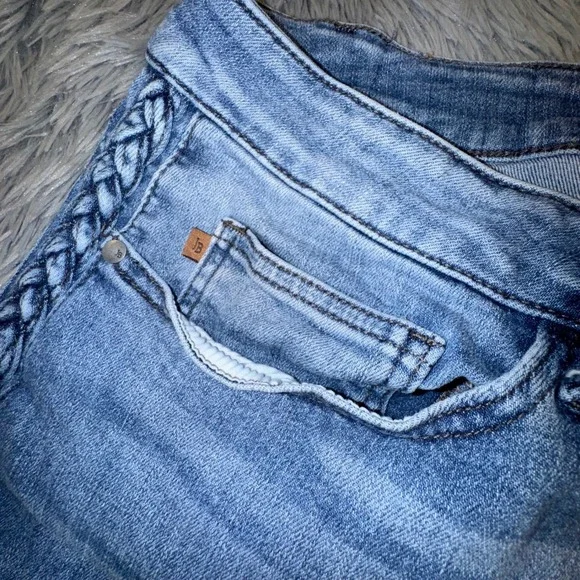Judy Blue Wide Leg Cropped Jeans Women's 24W Light Wash Braided Detail High Rise - Picture 7 of 15